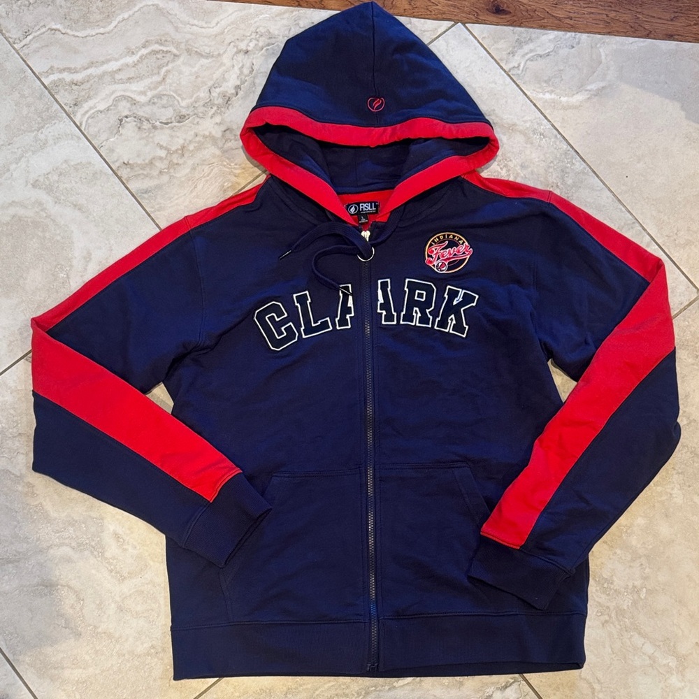 WNBA Indiana Fever “Clark 22” Full Zip-Up Hoodie size L